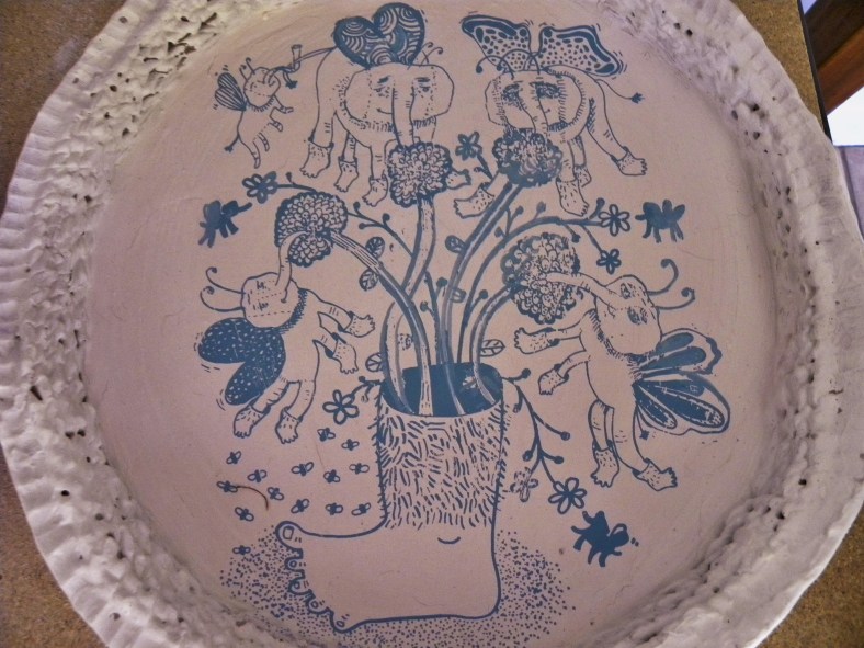 Unfired Clay plate with screen